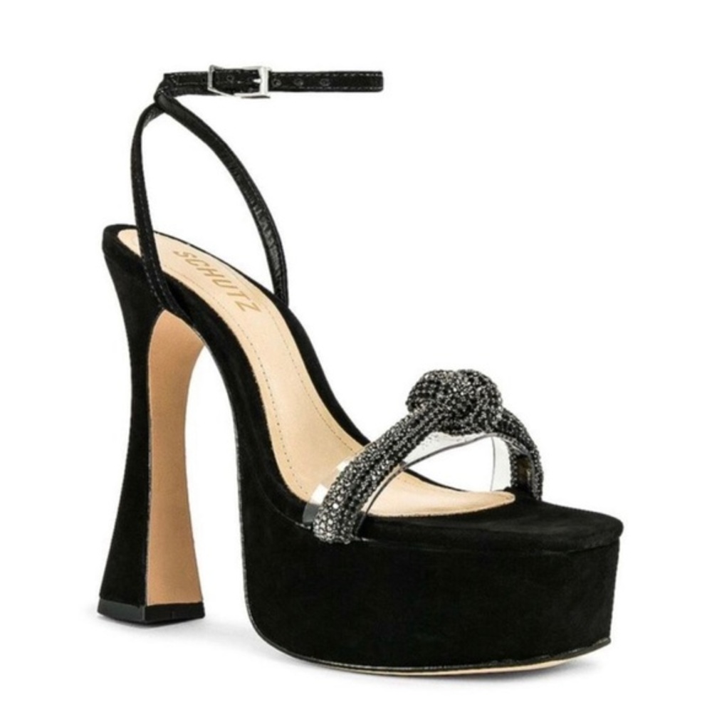 SCHUTZ Black and Silver Platform Heels